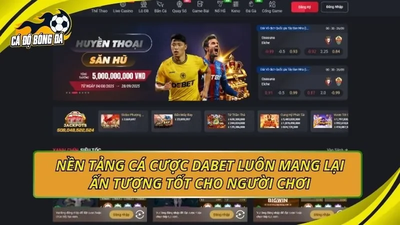 Nền tảng cá cược DABET luôn mang lại ấn tượng tốt cho người chơi