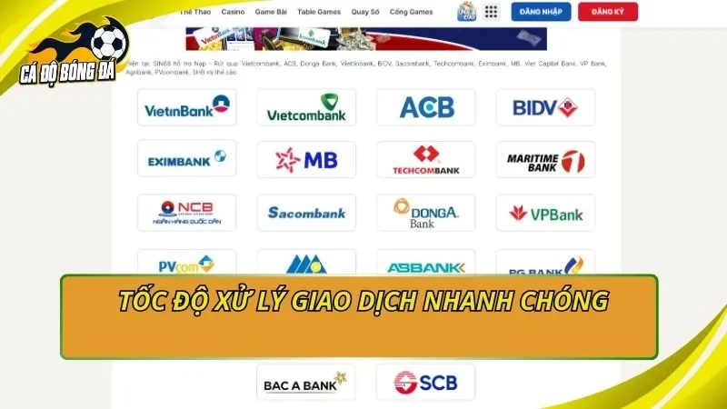 Tốc độ xử lý giao dịch nhanh chóng